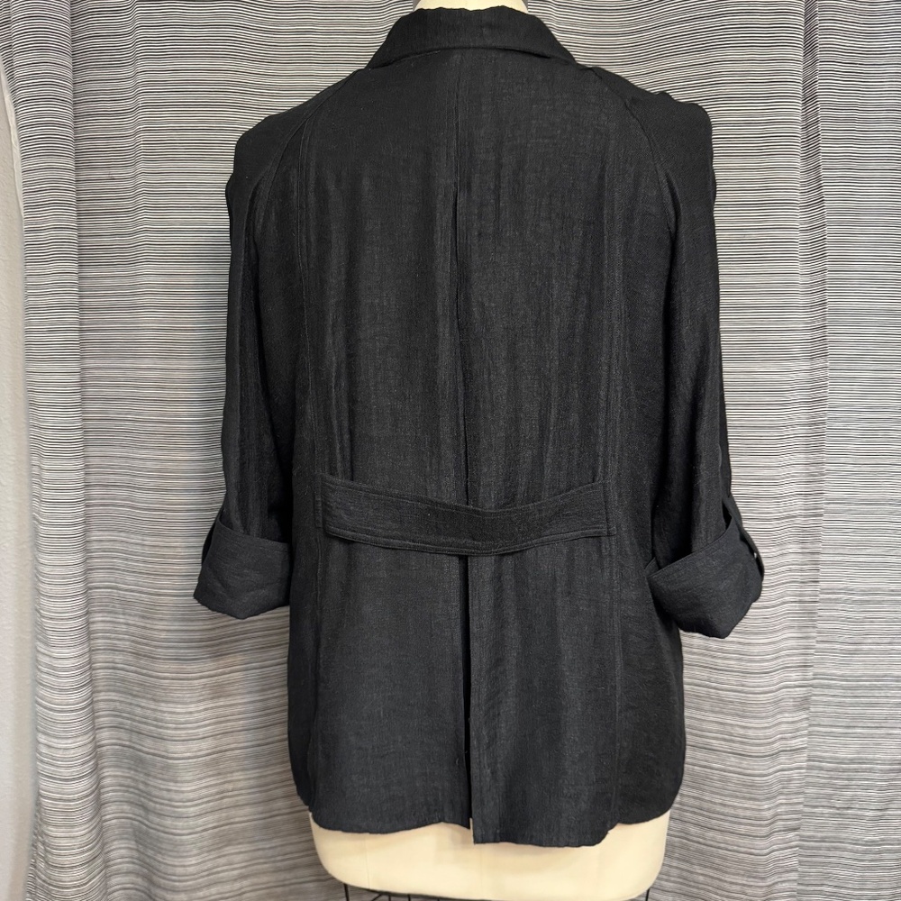 Norm Thompson Vintage Women’s Black Roll Sleeve Utility Blazer Plus Size 1X - Picture 2 of 8